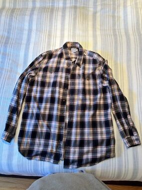 Carhartt Men's Black & White Plaid Button-Down Shirt